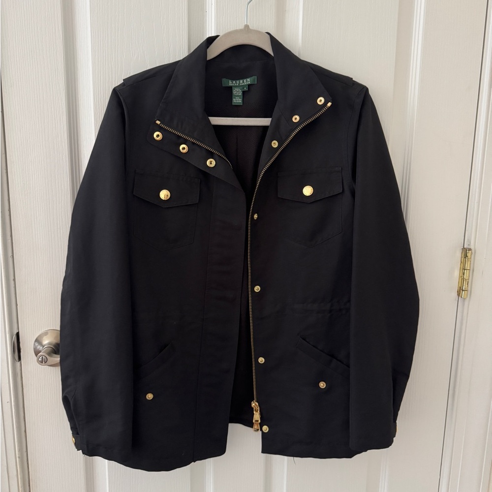 VINTAGE Ralph Lauren Black Jacket with Gold-tone Hardware